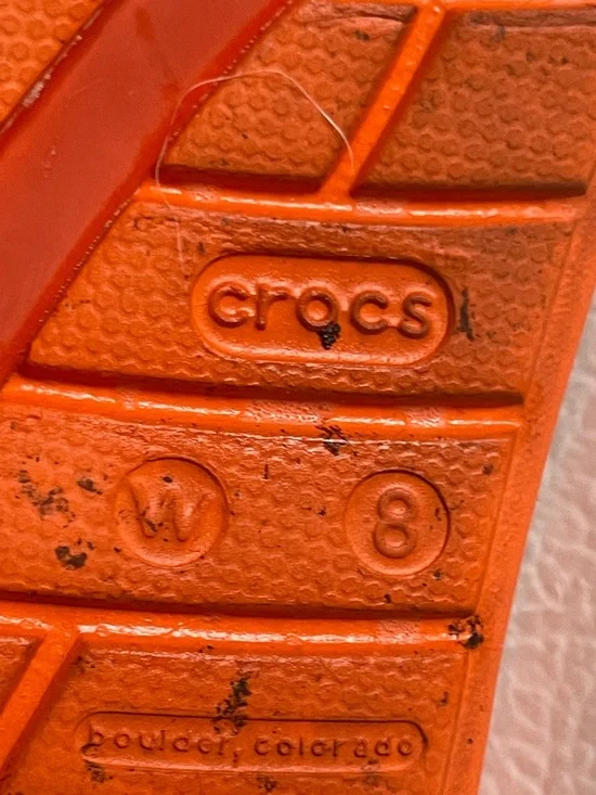CROCS Women's Orange Flat Sandals. Good Condition. Size 8. - Picture 11 of 11